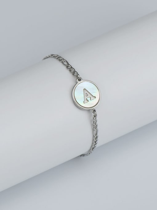 Steel bracelet a Stainless steel Shell Letter Minimalist Link Bracelet