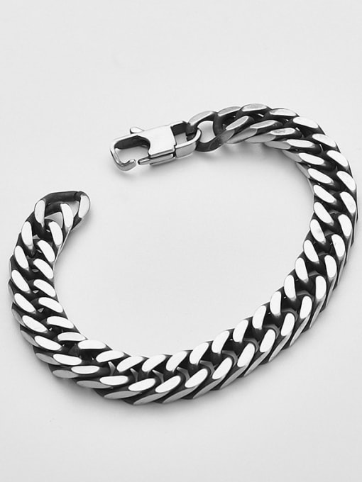 1.0cm retro Titanium Steel Hollow Geometric Chain Vintage Link Bracelet