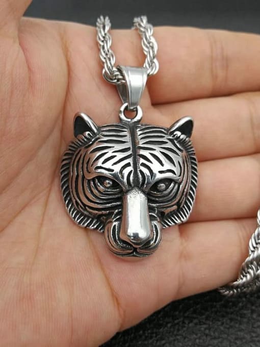 HI HOP Titanium Tiger Hip Hop Necklace For Men 1
