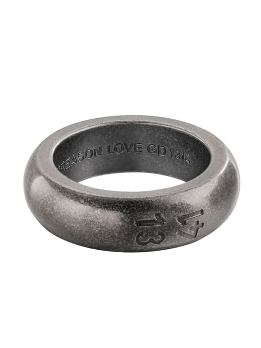 WOLF Titanium Steel Number Vintage Band Ring