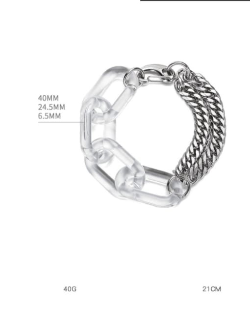 WOLF Titanium Steel Acrylic Geometric Hip Hop Link Bracelet 3