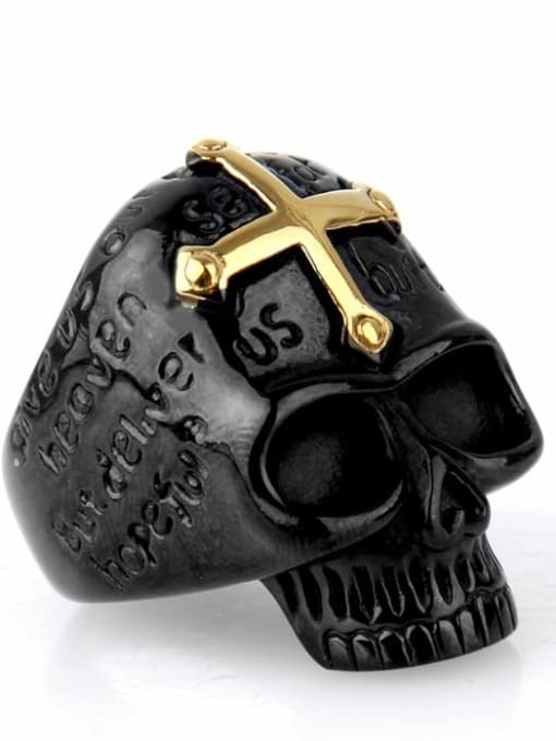 Black gold Titanium Skull Vintage Band Ring