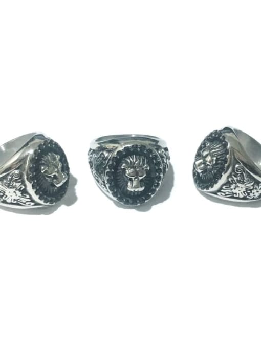 Mr.Leo Stainless steel Lion Vintage Band Ring 4