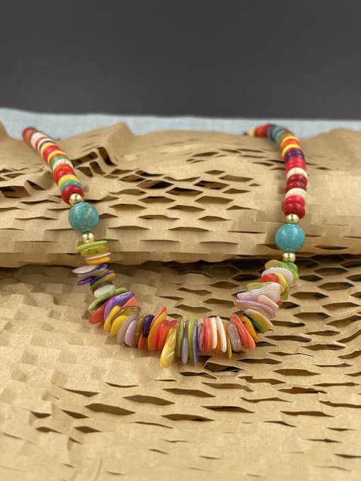 1 45cm Stainless steel Natural Stone Irregular Bohemia Beaded Necklace