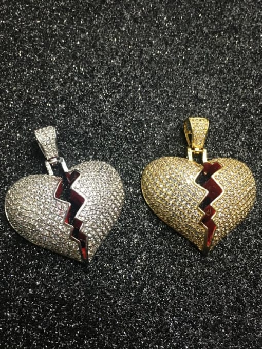 Mr.Leo Copper Cubic Zirconia Heart Hip Hop Pendant Necklace 2