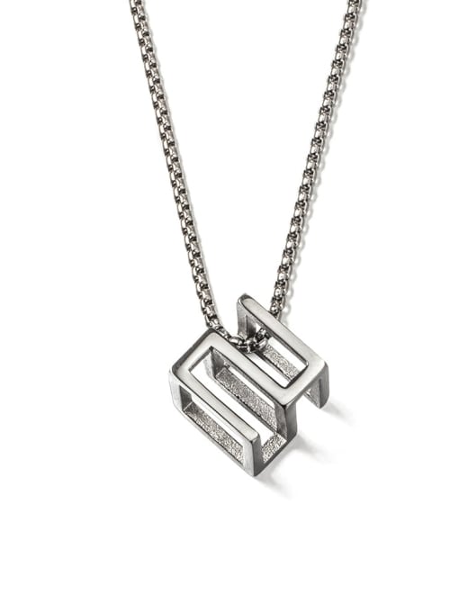 Steel (520) Titanium Steel Square Minimalist Long Strand Necklace