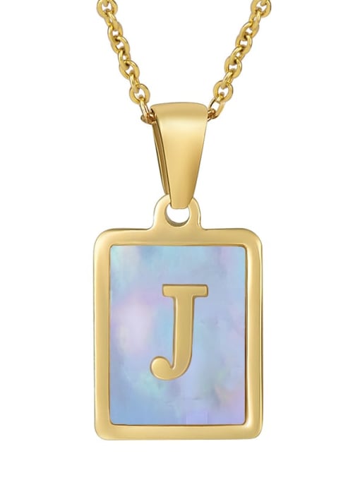 Gold J (including chain) Titanium Steel Shell Geometric Letter Minimalist Necklace