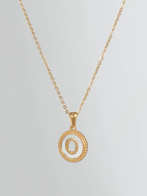Golden o Titanium Steel Shell Letter Minimalist Round Pendant Necklace