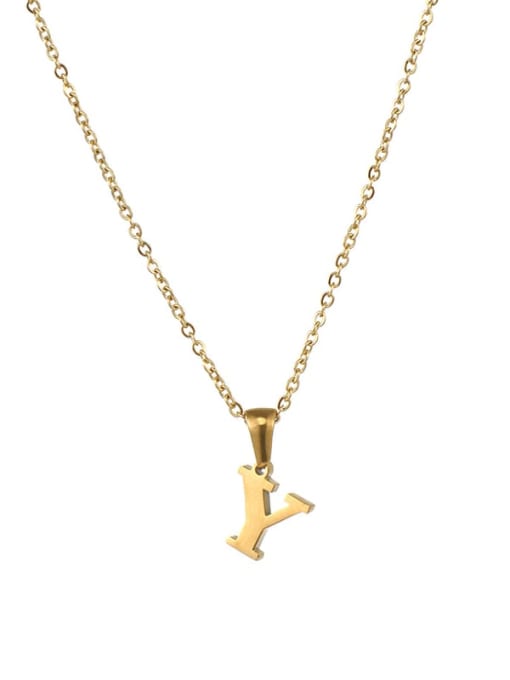 Y Stainless steel  Minimalist  Letter EnglishPendant Necklace