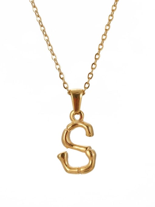 S Titanium Steel  Minimalist Letter Pendant Necklace