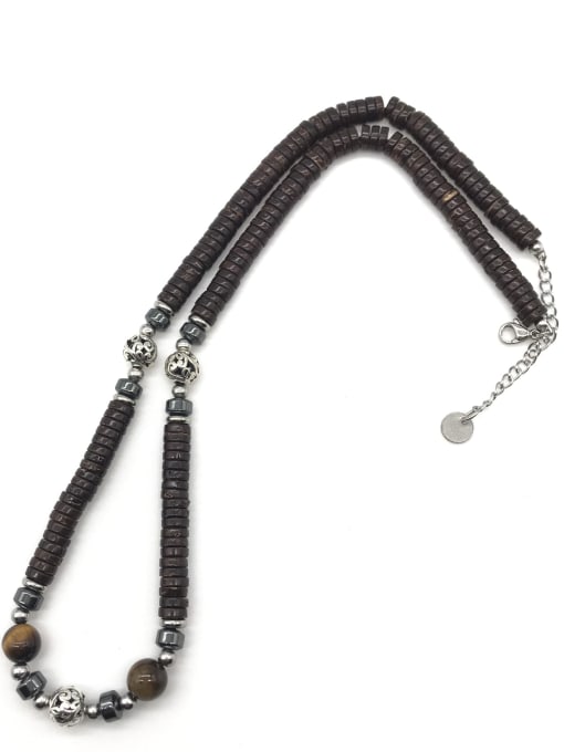 JZ Men's bead Titanium Steel Natural Stone Geometric Bohemia Beaded Necklace 2