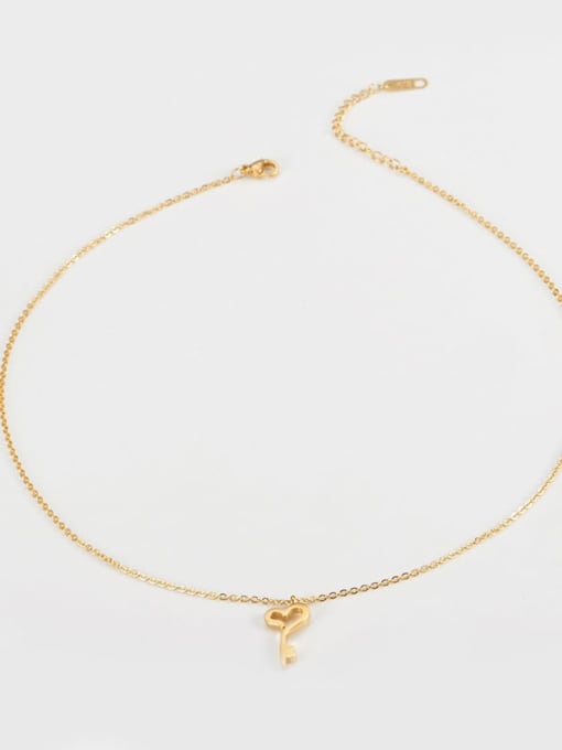 golden Titanium  Key Heart Minimalist Necklace