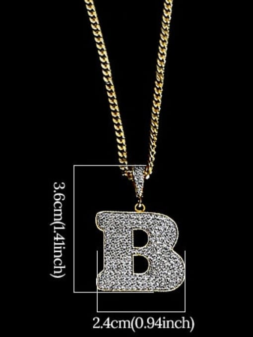 B 24in 60cmT20B02 Brass Cubic Zirconia Letter Hip Hop Initials Necklace