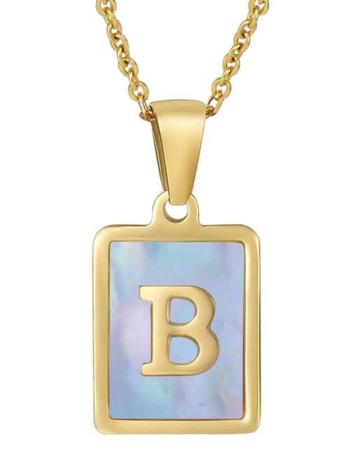 Gold B (including chain) Titanium Steel Shell Geometric Letter Minimalist Necklace