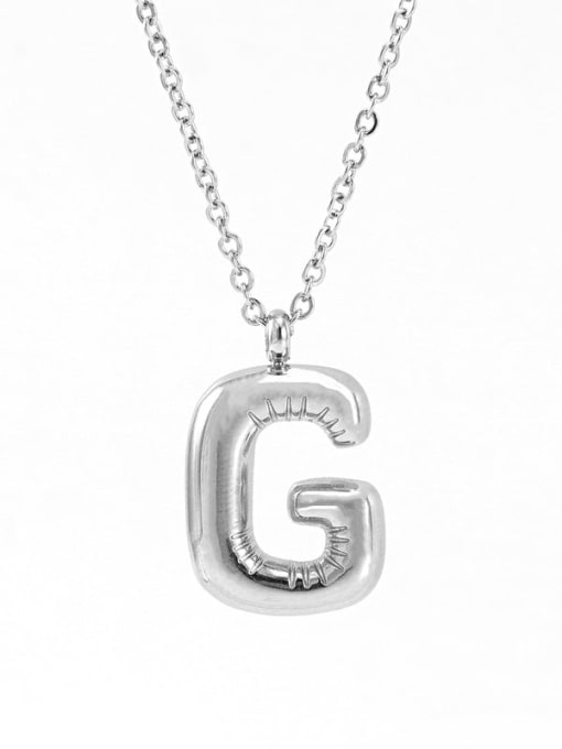 Steel color G Stainless steel Letter Hip Hop Necklace
