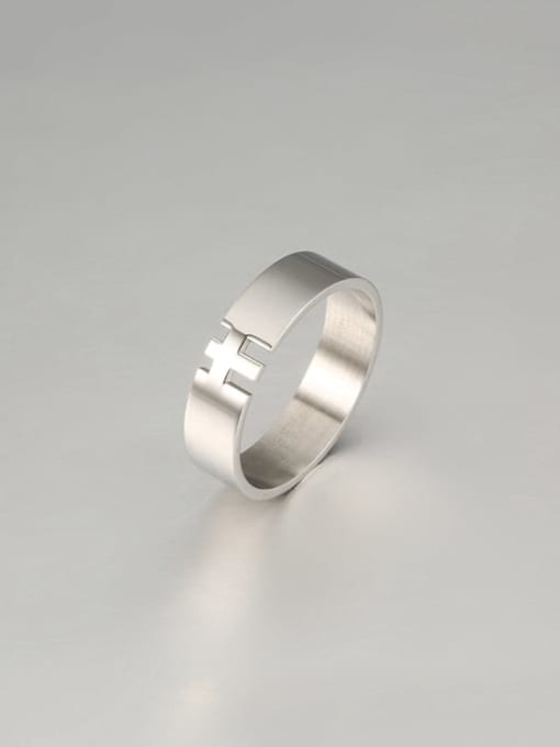 Steel color Titanium  Cross Religious Minimalist Band Ring