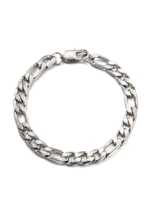 WOLF Titanium Steel Geometric Hip Hop Link Bracelet 4