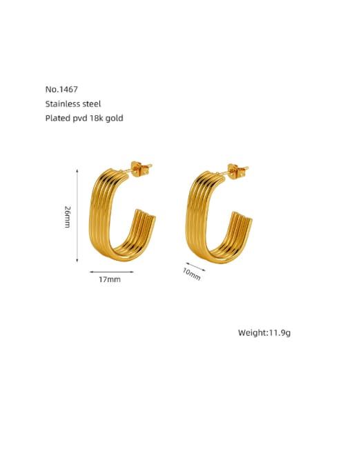 ZXG1467 Gold Stainless steel Geometric Hip Hop Stud Earring