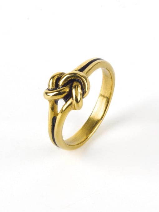 Gold (size 6) Titanium Steel Bowknot Vintage Band Ring