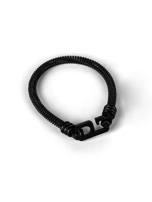 black Titanium Steel Number Hip Hop Bracelet
