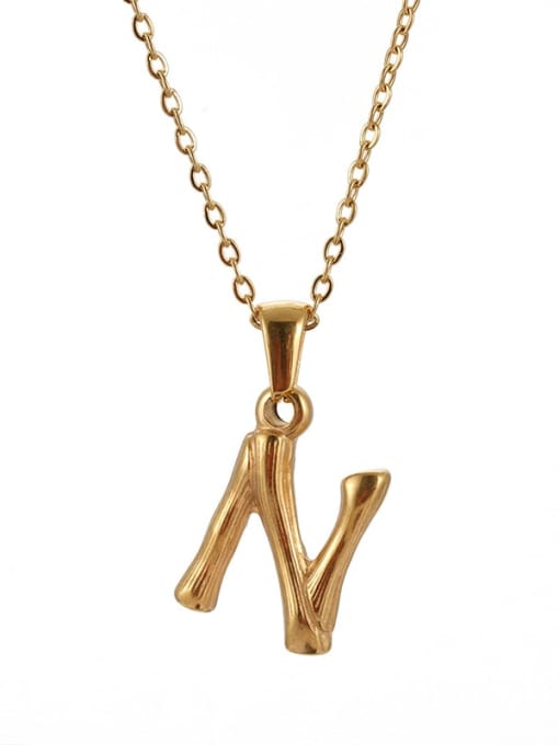 N Titanium Steel  Minimalist Letter Pendant Necklace