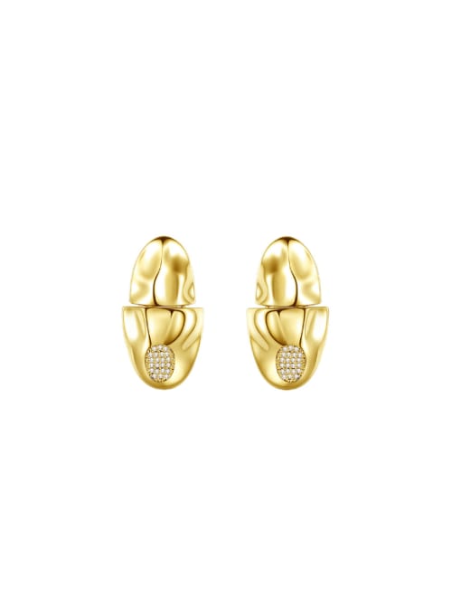 Teem Men Brass Cubic Zirconia Geometric Hip Hop Stud Earring 0
