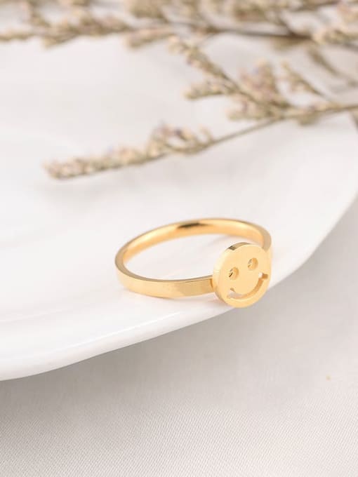 golden Titanium  Minimalist  Smiley Band Ring