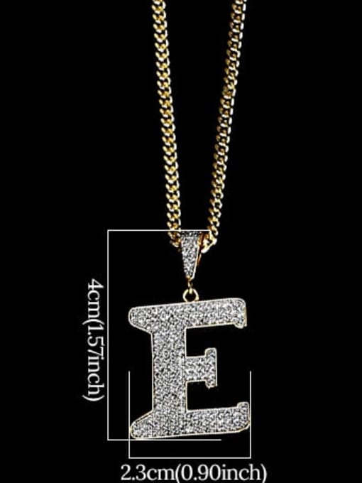 E 24in 60cmT20B05 Brass Cubic Zirconia Letter Hip Hop Initials Necklace