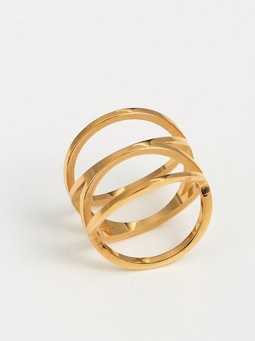 golden Titanium Irregular Trend Band Ring