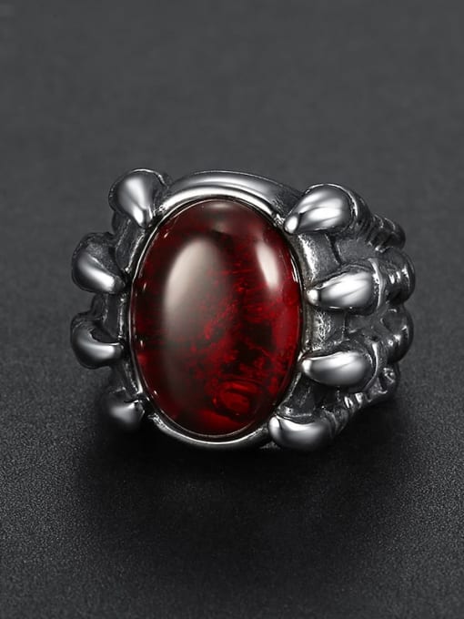 Mr.Leo Titanium Glass Bead Dragon Vintage Solitaire Ring 1