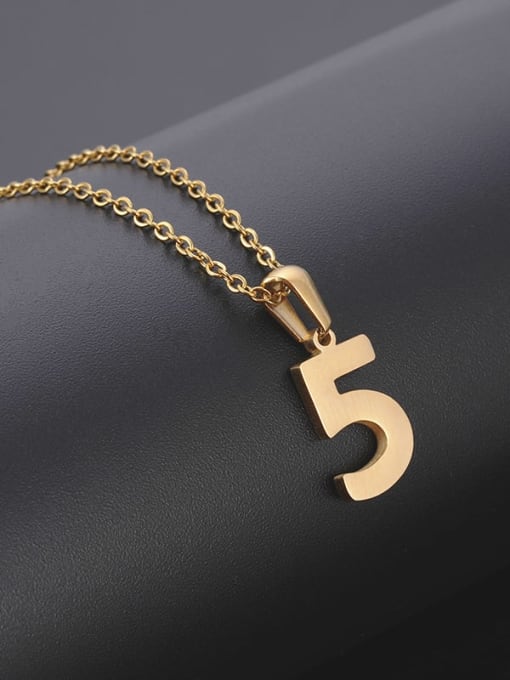 5 Stainless steel Minimalist Number  Pendant Necklace