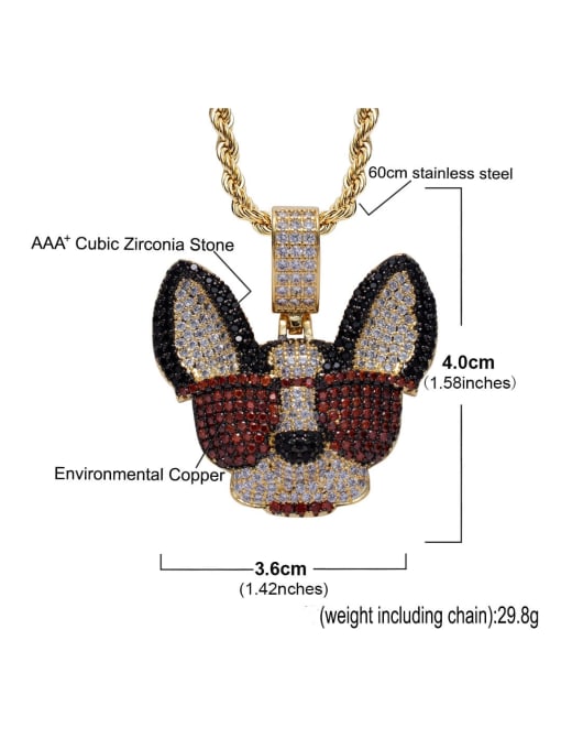 MAHA Brass Cubic Zirconia Dog Hip Hop Necklace 2