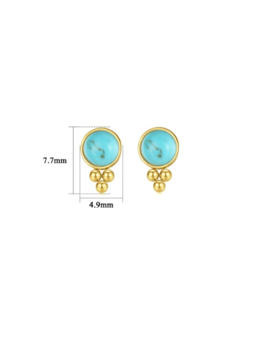 Teem Men Stainless steel Turquoise Geometric Minimalist Stud Earring 2