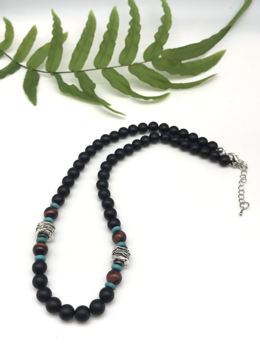 1 45cm Stainless steel Natural Stone Irregular Bohemia Beaded Necklace