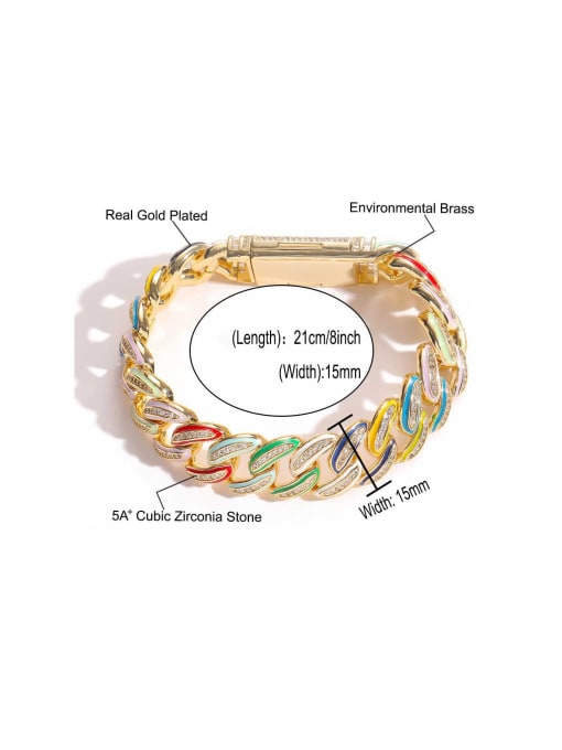 MAHA Brass Cubic Zirconia Geometric Luxury Link Bracelet 3