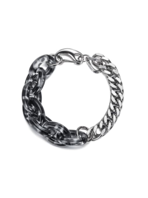 WOLF Titanium Steel Acrylic Geometric Vintage Link Bracelet 0