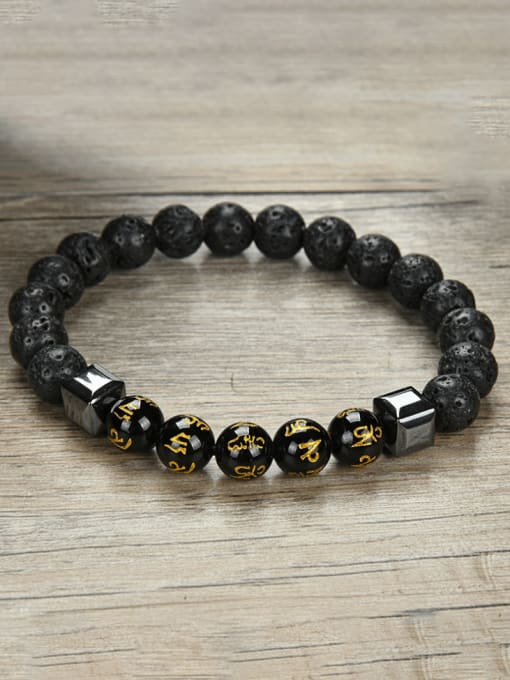 JZ Men's bead Natural Stone Hip Hop Beaded Bracelet 0