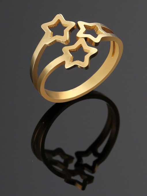 golden Titanium Hollow Star Minimalist Ring