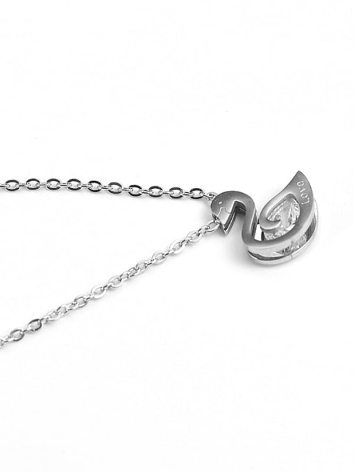 Ke Hong Titanium Steel Rhinestone Swan Minimalist Necklace 4