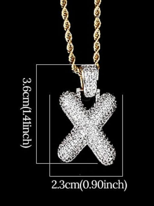 X 24In 61cm twist chain t20i24 t20a02 Brass Cubic Zirconia Message Hip Hop Necklace