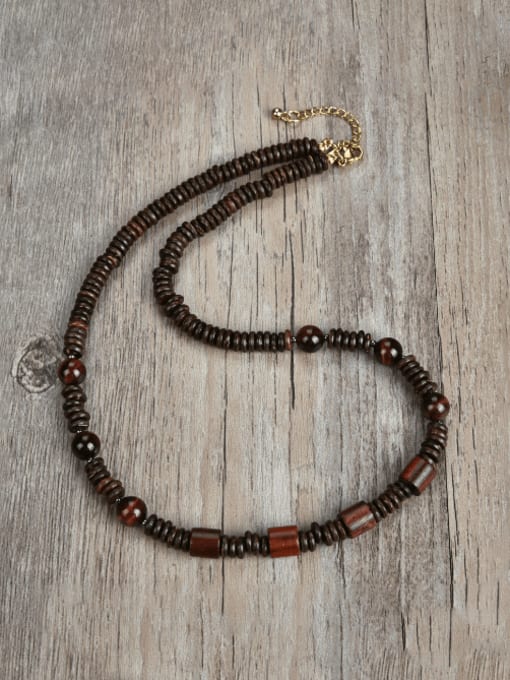  Titanium Steel Natural Stone Irregular Bohemia Beaded Necklace 1