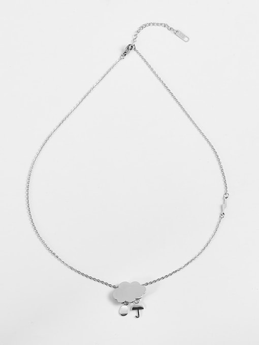 Steel color Titanium Smooth  Minimalist Clound Pendan  Necklace
