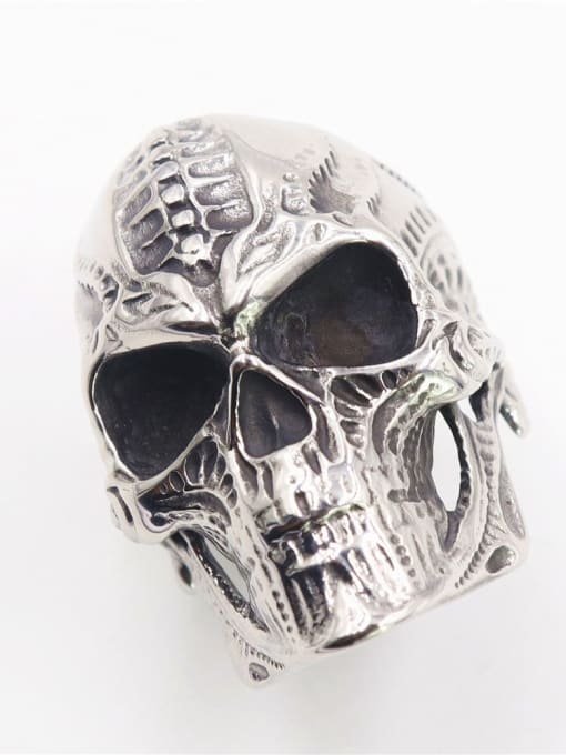 Steel color Stainless steel Skull Vintage Band Ring