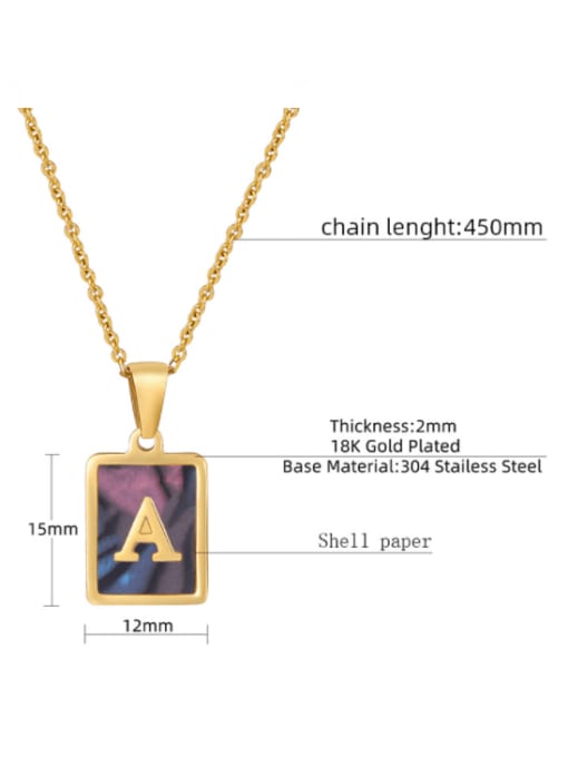 ZXIN Stainless steel Shell Minimalist  Square Pendant Necklace 2