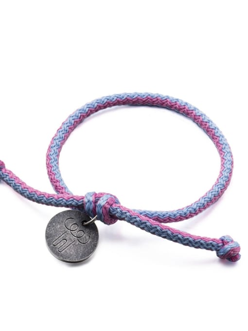 Lake blue deep pink rope Titanium Steel Bowknot Hip Hop Woven Bracelet