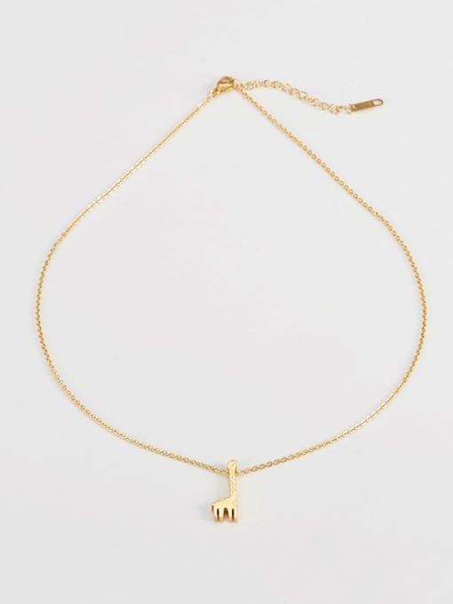 golden Titanium Simple Deer  Pendant Necklace