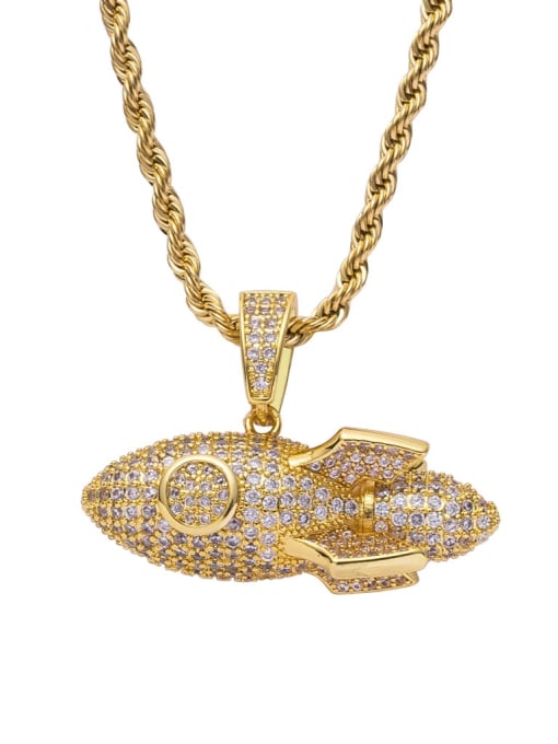 Golden +twist chain Brass Cubic Zirconia Rocket Hip Hop Necklace