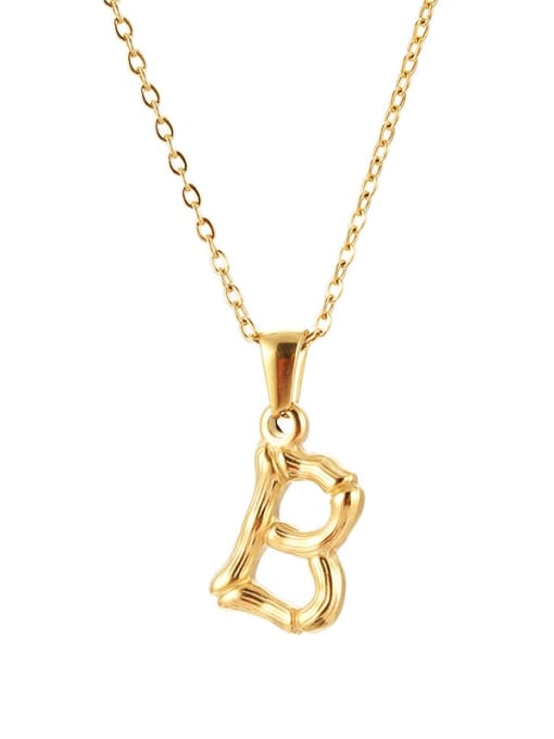 B Titanium Steel  Minimalist Letter Pendant Necklace