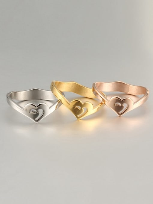 Ke Hong Titanium Steel Hollow Heart Minimalist Band Ring