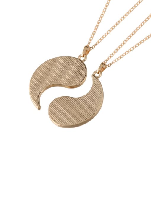 A Pair Of Golden Titanium Steel Round  Yin And Yang Gossip Necklace